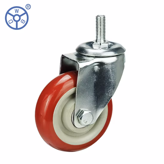 Универсальные 4-дюймовые усиленные ролики из ПВХ красного цвета с фиксированным колесом и промышленным тормозом.