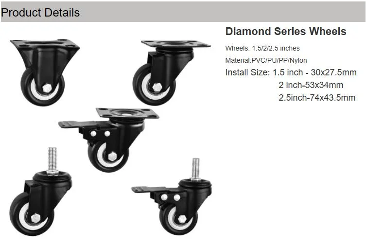 Light Duty Industrial Swivel Casters with Brake 2 Inch Red Balck Wheel