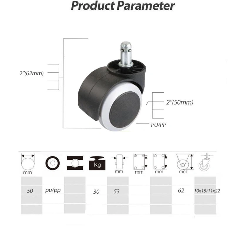 2 Inch Office Chair Casters Wheel Universal Furniture Casters