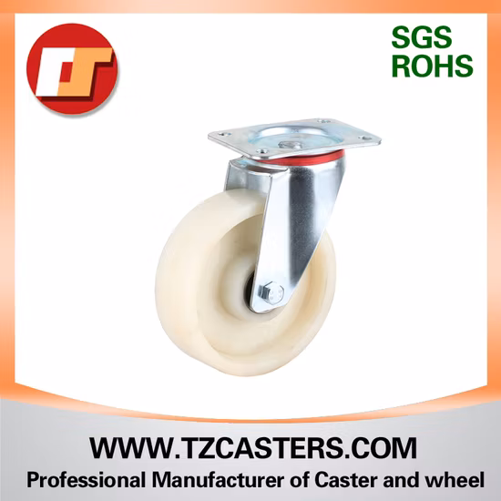 4-8 Inch Stainless Steel Endurant Nylon Swivel Dual Brake Industrial Caster (white)