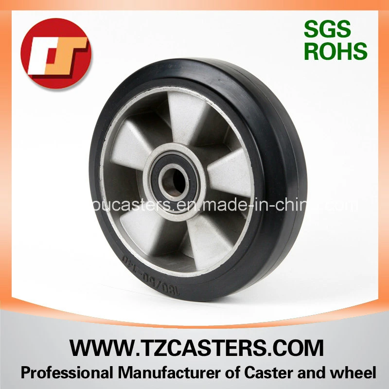 Wide PU Tire Plastic Hub Rubber Wheels for Supermarket Trolley Cart