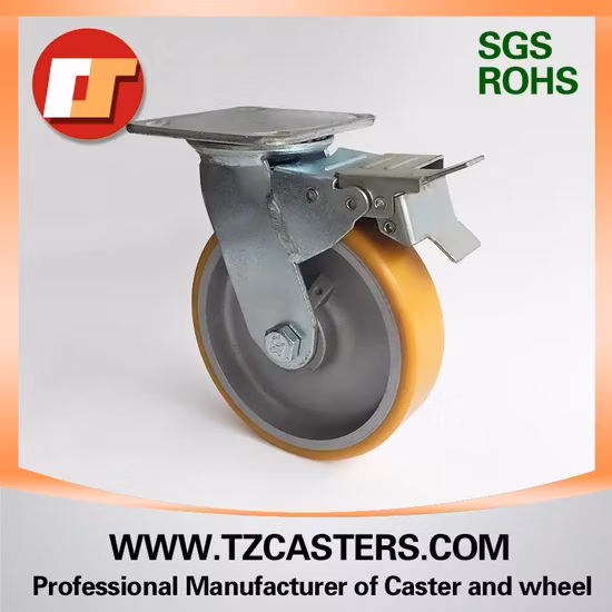 4-дюймовая 8-дюймовая поворотная пластина из полиуретана на чугунном сверхмощном ролике